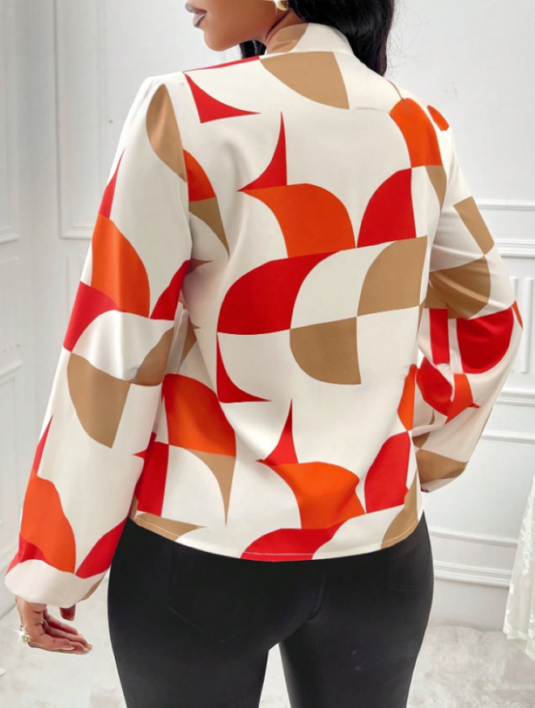 Orange Tie Neck Blouse - Image 2