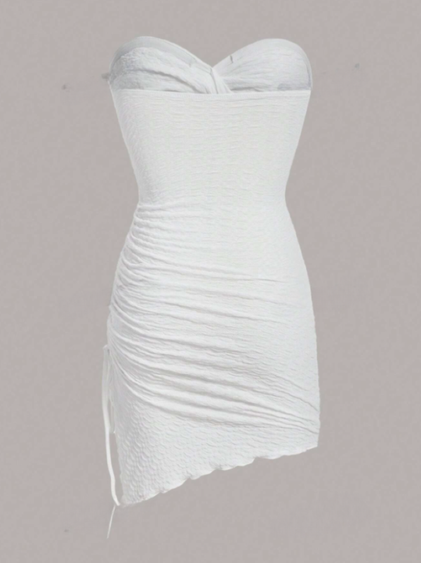 White Hem Tube Bodycon Mini Dress - Image 2