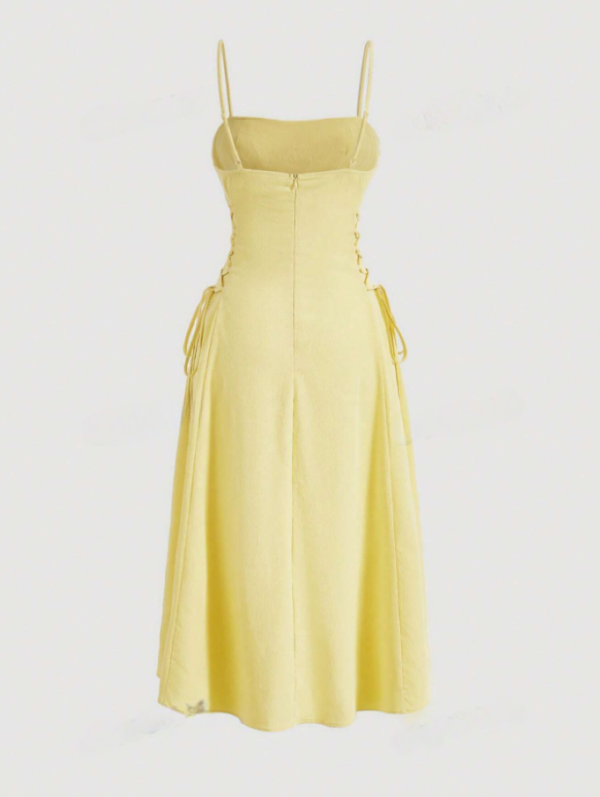 Yellow lace up cami dress - Image 3