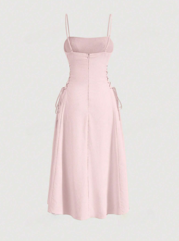 Pink Lace Up Cami Dress - Image 2