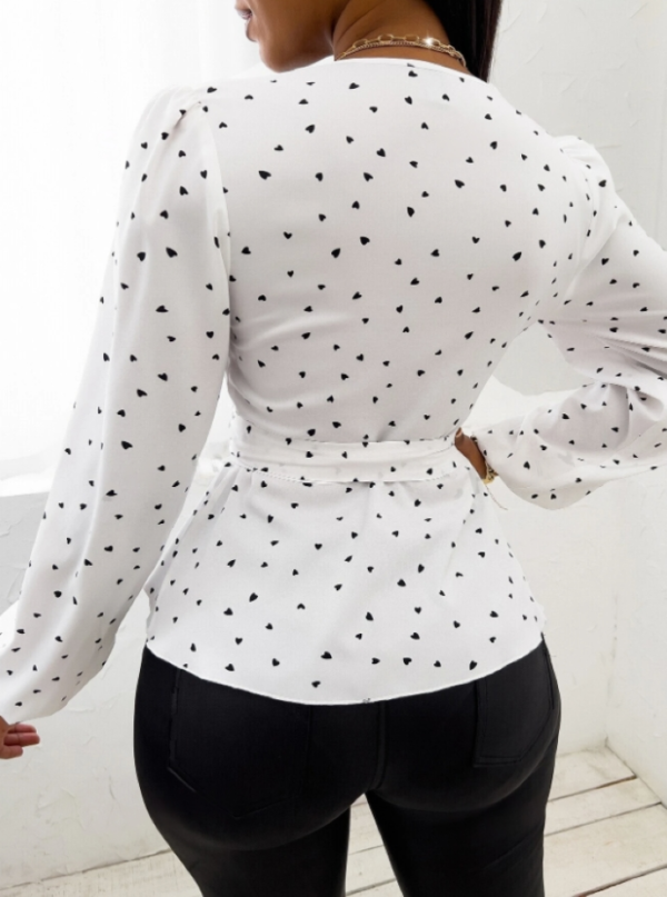 White Heart Print Blouse - Image 2